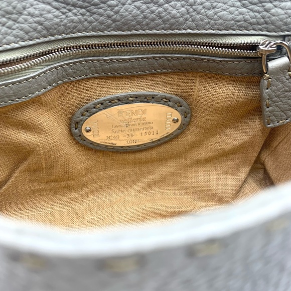 Auth Vtg FENDI Selleria Gray Leather Tote Bag - Picture 2 of 14